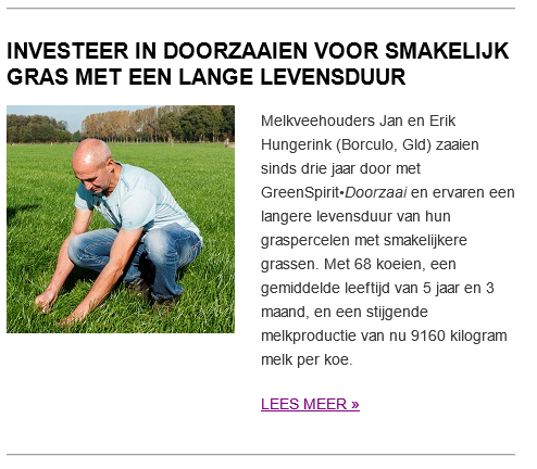 Melkveehouders Hungerink over doorzaaien in vakblad Melkvee Actueel